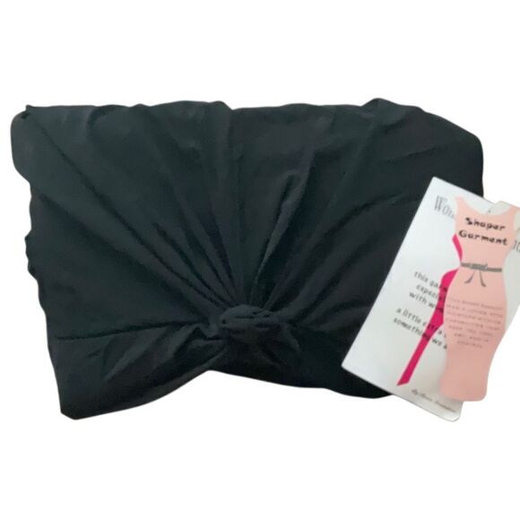 Women with Control Size 3X V Neck Knot Front Top Black Tummy Control NWT - Picture 1 of 4